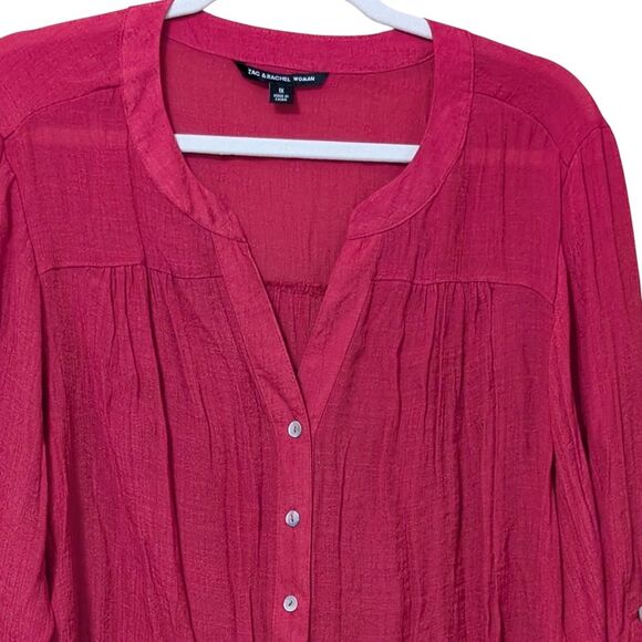 NWT Zac & Rachel Woman Deep Claret long sleeve button front blouse size 1X Plus - Picture 7 of 8
